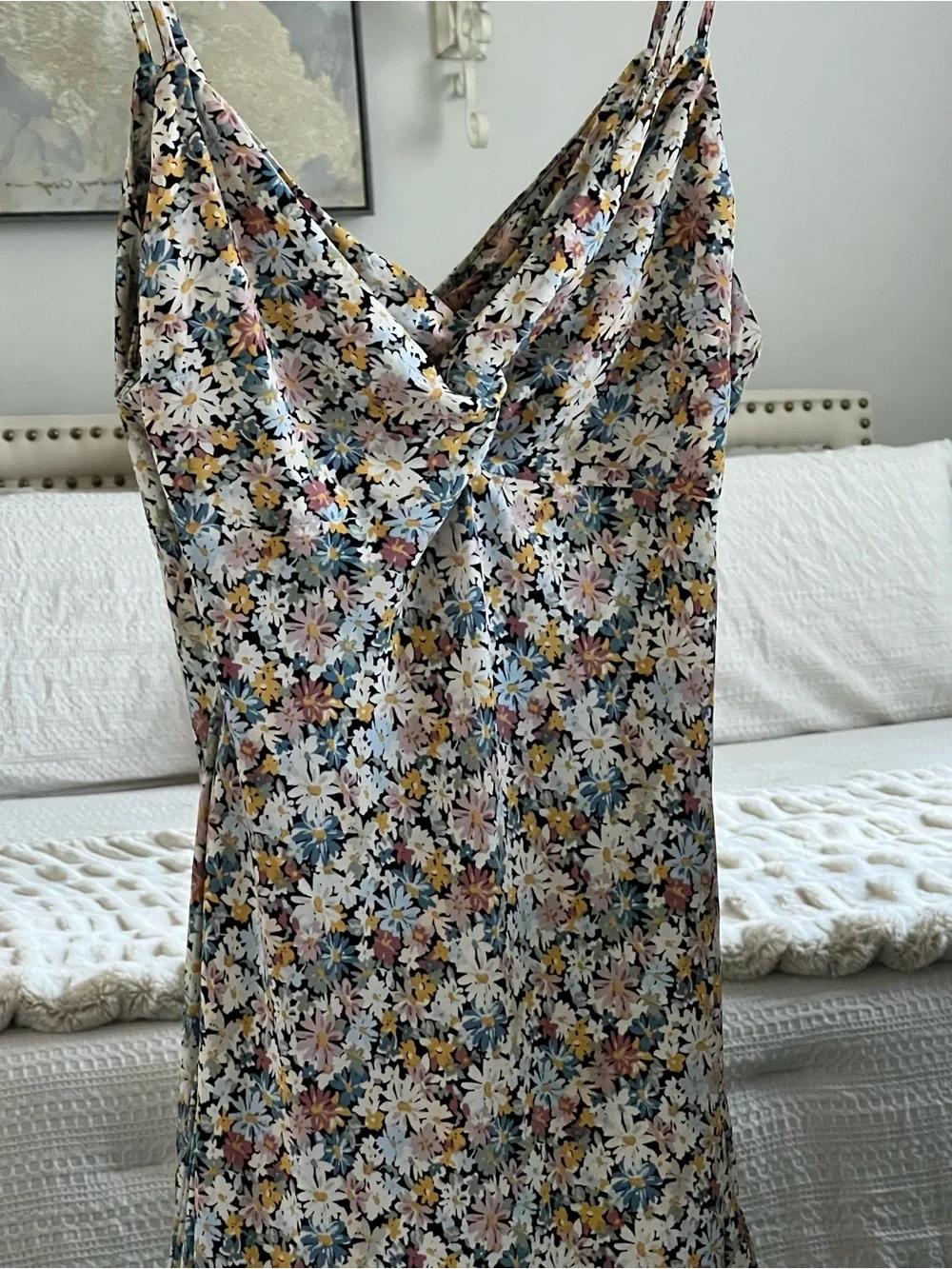 Abercrombie & Fitch Black Floral Slip Dress with Yellow and Pink Accents